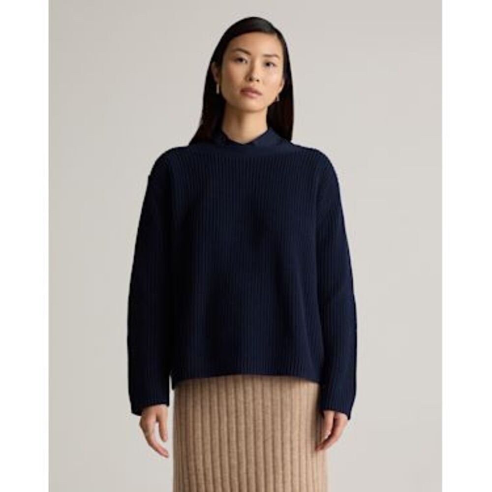 Quince Organic Cotton Fisherman Boatneck Sweater Blue L-71775660339-1349878-$49